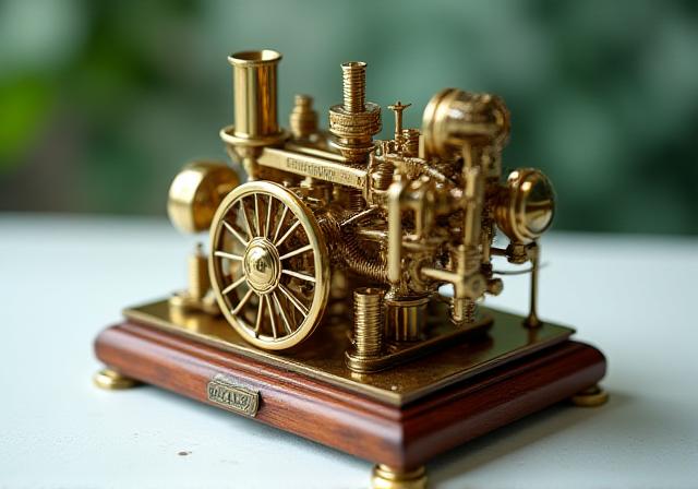 Intricate brass steampunk educational toy display